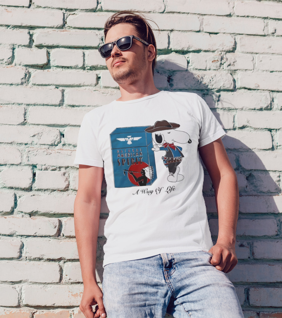Snoopy Natural American Spirit A Way Of Life Cowboy Blue T-Shirt