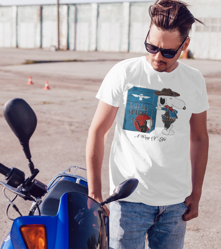 Snoopy Natural American Spirit A Way Of Life Cowboy Blue T-Shirt
