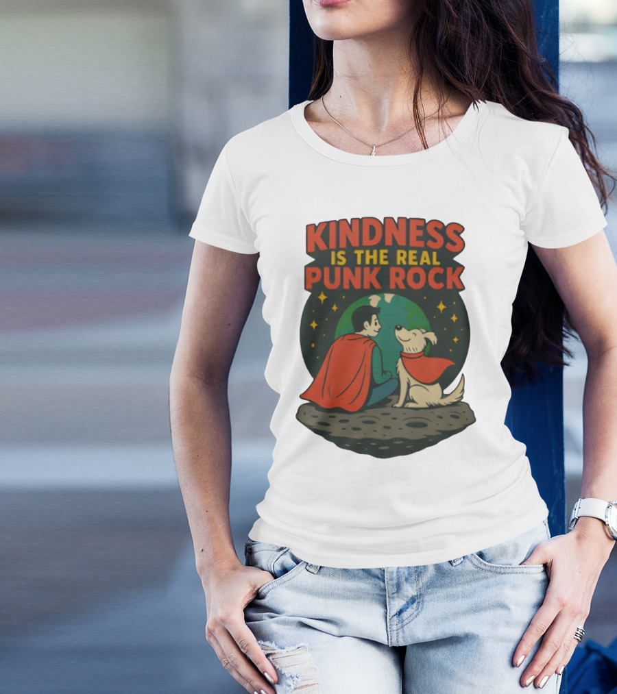 Kindness Is The Real Punk Rock Superman And Krypto Cartoon T-Shirt