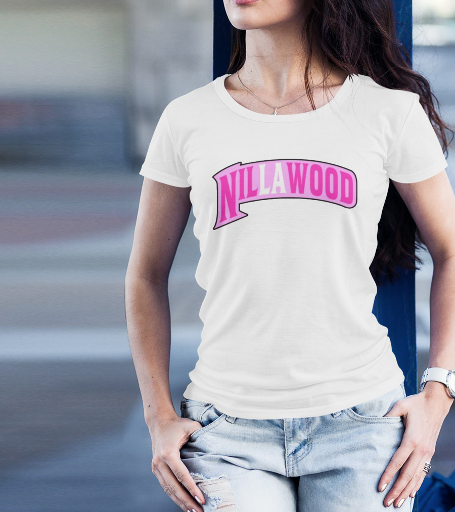 Nilla Allin Nillawood Pink Arch Text T-Shirt
