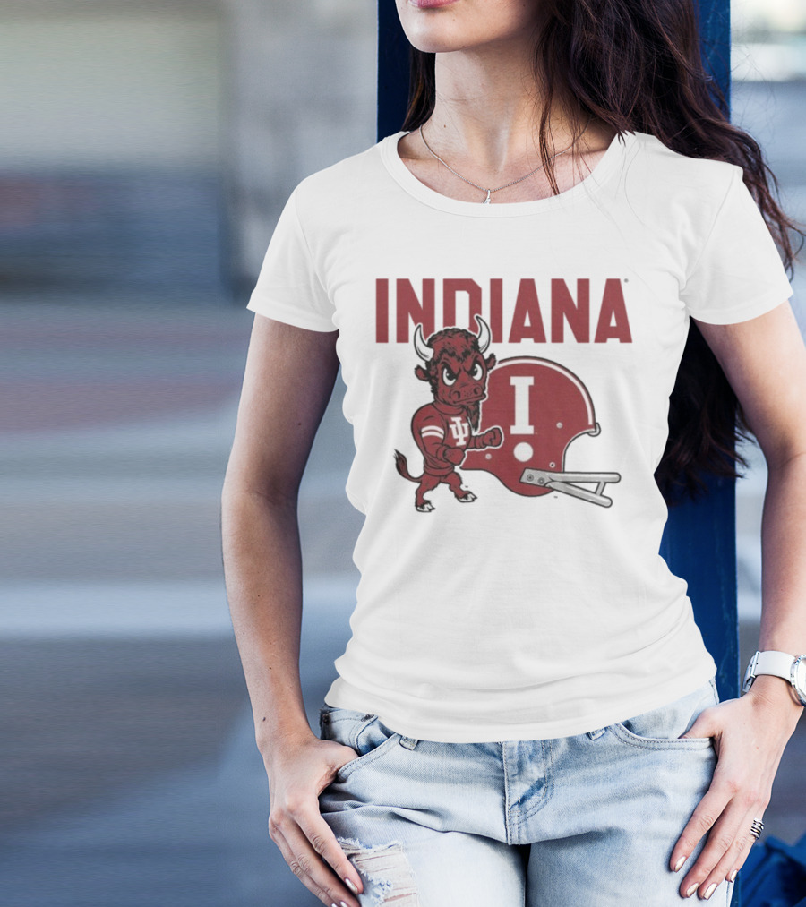 Indiana Hoosiers Bison Mascot And Football Helmet T-Shirt