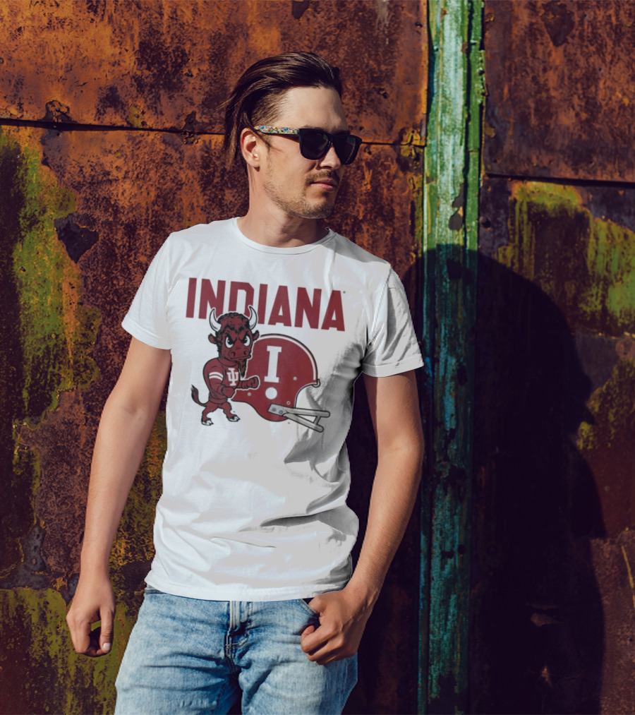 Indiana Hoosiers Bison Mascot And Football Helmet T-Shirt