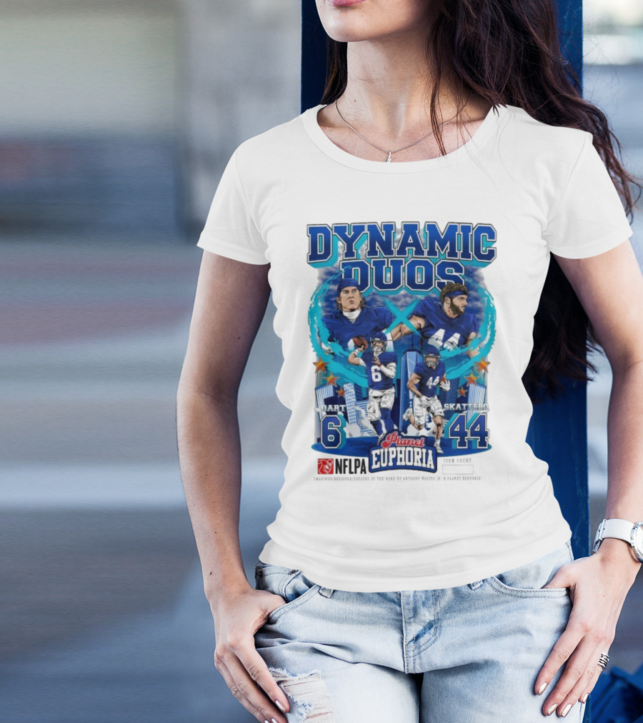 Dynamic Duos Jaxson Dart Cam Skattebo Planet Euphoria New York Giants T-Shirt