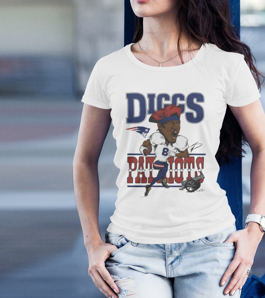 New England Patriots Diggs Signature Football Art T-Shirt