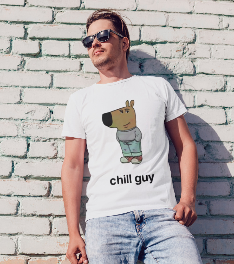 Chill Guy Cartoon Character Casual Style T-Shirt