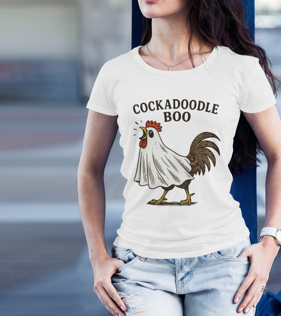 Cockadoodle Boo Ghost Rooster Halloween 2025 T-Shirt