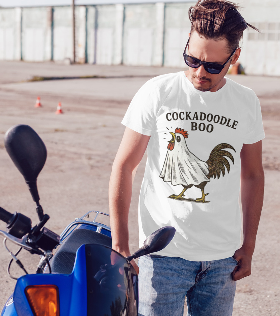 Cockadoodle Boo Ghost Rooster Halloween 2025 T-Shirt