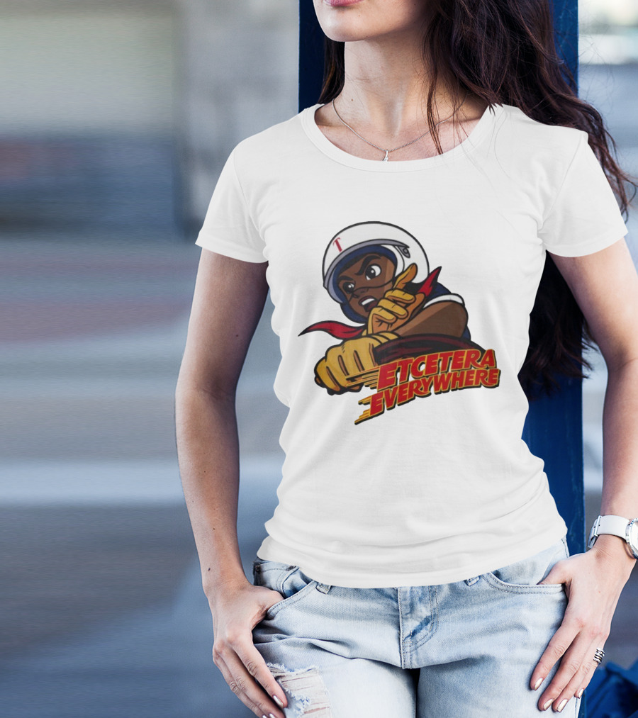 Etcetera Everywhere Racing Style Graphic With Determined Character T-Shirt