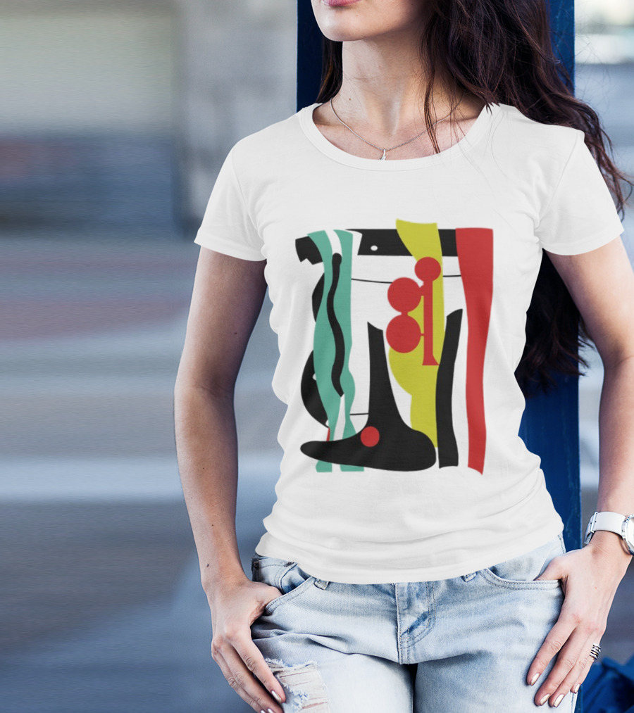 Ace Retro Primary Abstract Geometric Shapes T-Shirt