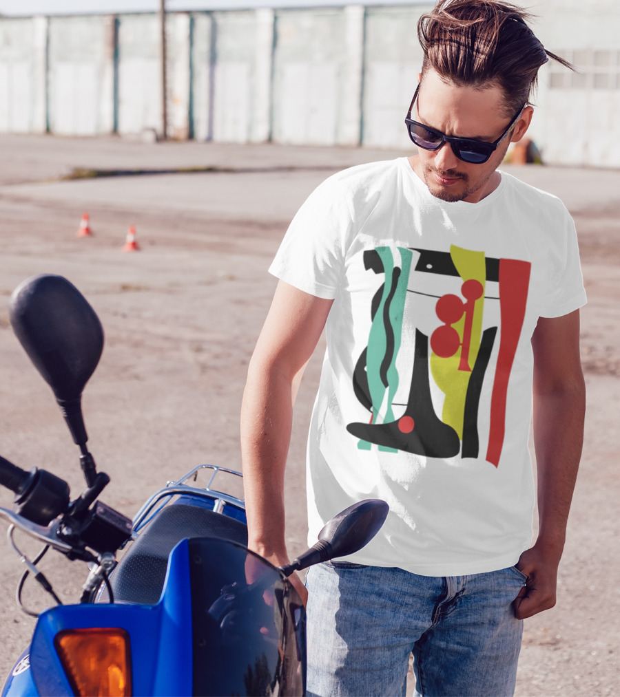 Ace Retro Primary Abstract Geometric Shapes T-Shirt