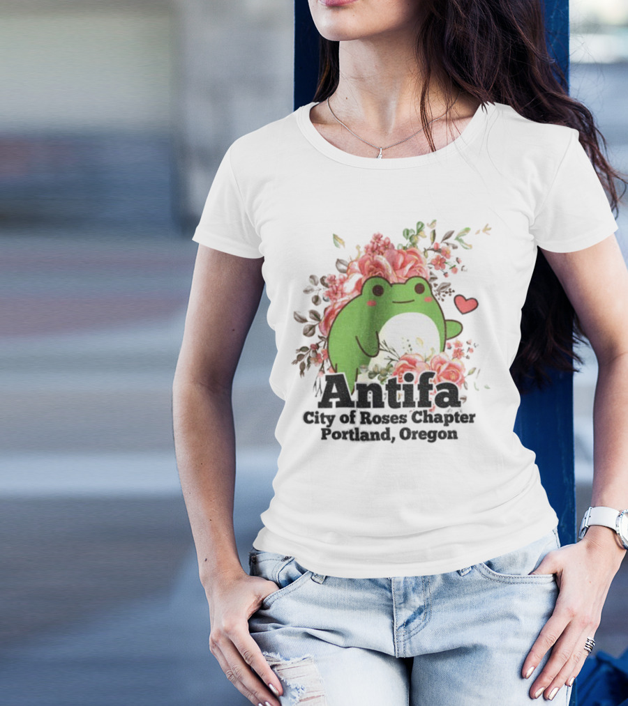 Antifa City Of Roses Chapter Portland Oregon Frog Protest Symbol T-Shirt
