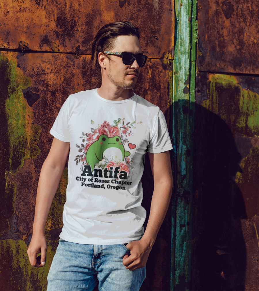 Antifa City Of Roses Chapter Portland Oregon Frog Protest Symbol T-Shirt