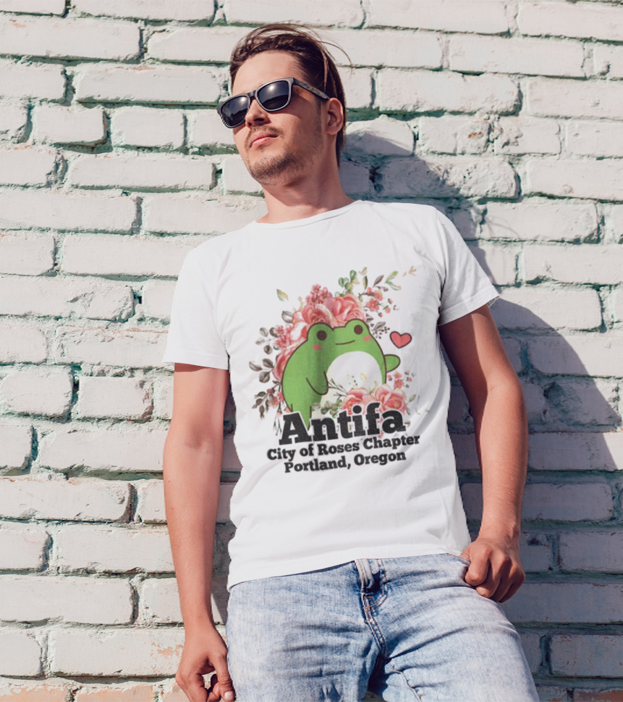 Antifa City Of Roses Chapter Portland Oregon Frog Protest Symbol T-Shirt
