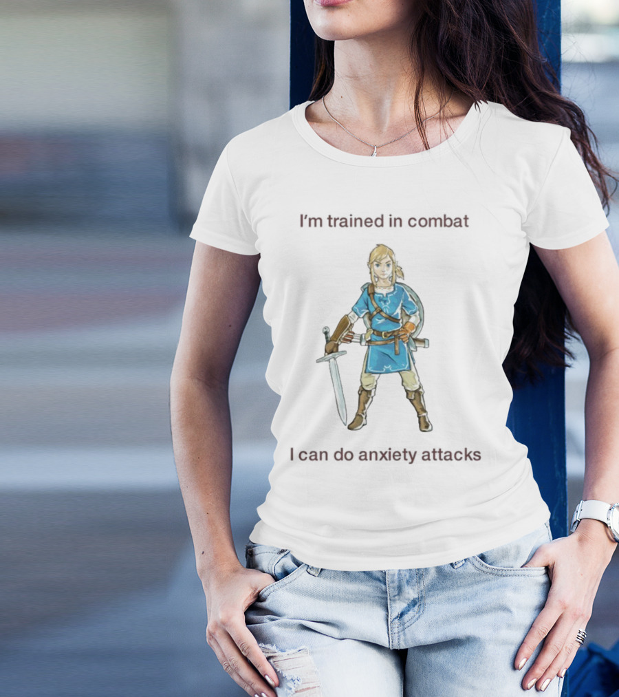 I'm Trained In Combat I Can Do Anxiety Attacks Hero With Sword T-Shirt
