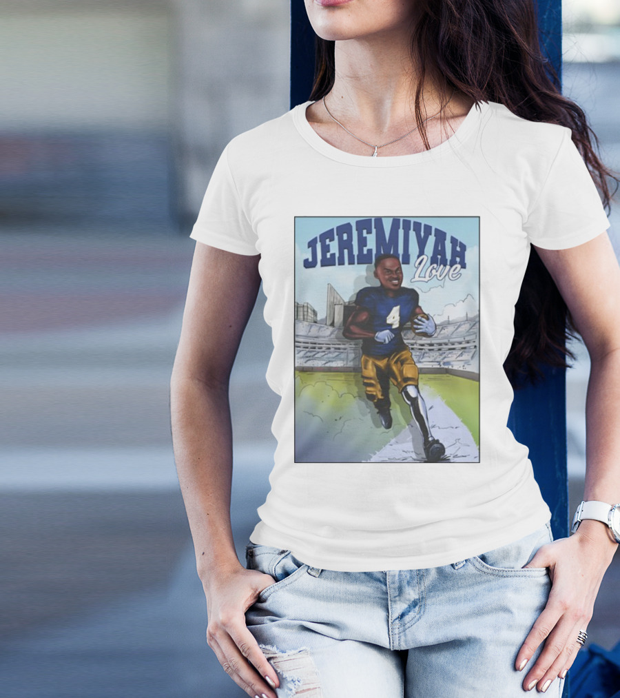 Jeremiyah Love Running In Stadium Number 4 T-Shirt