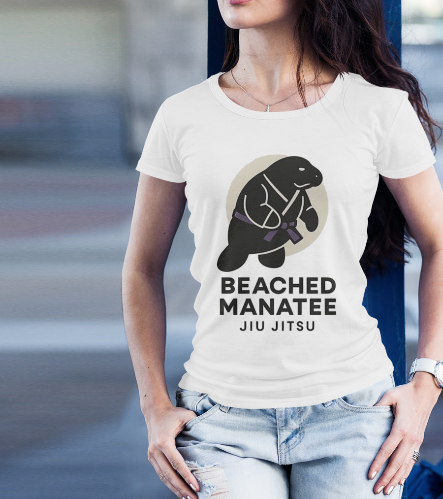 Beached Manatee Jiu Jitsu Black Belt Martial Arts Humor T-Shirt