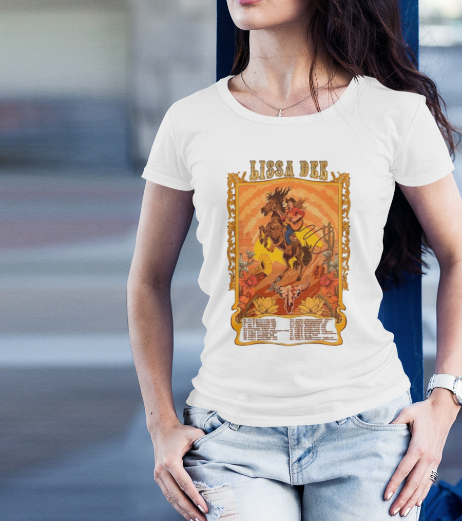 Lissa Dee Horseback Rider Guitar Sunset October November December Tour 2025 T-Shirt