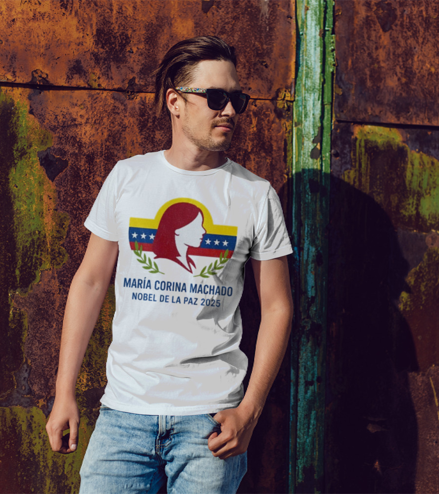 María Corina Machado Nobel De La Paz 2025 Venezuelan Flag Laurels T-Shirt