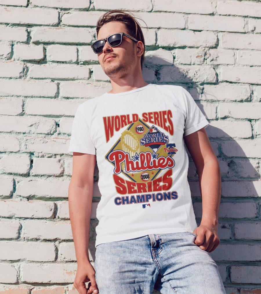 Philadelphia Phillies 1980 2008 World Series Champions Logo MLB T-Shirt