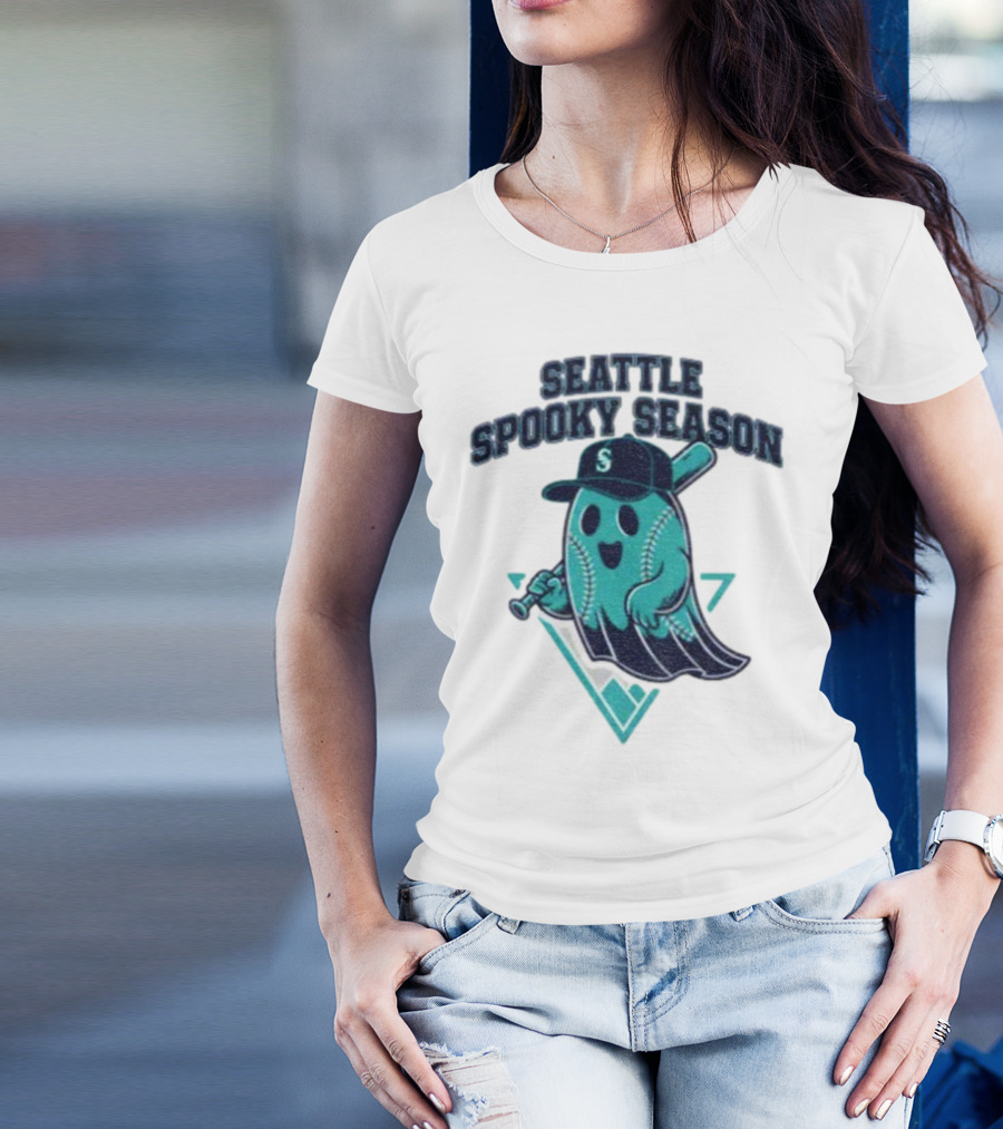 Seattle Mariners Spooky Season Ghost Halloween Baseball T-Shirt