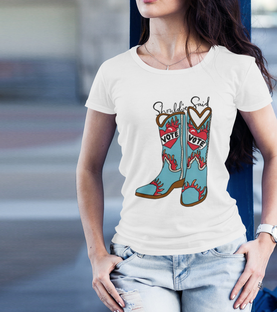 Should've Said Vote Boots Heart Flame Design T-Shirt