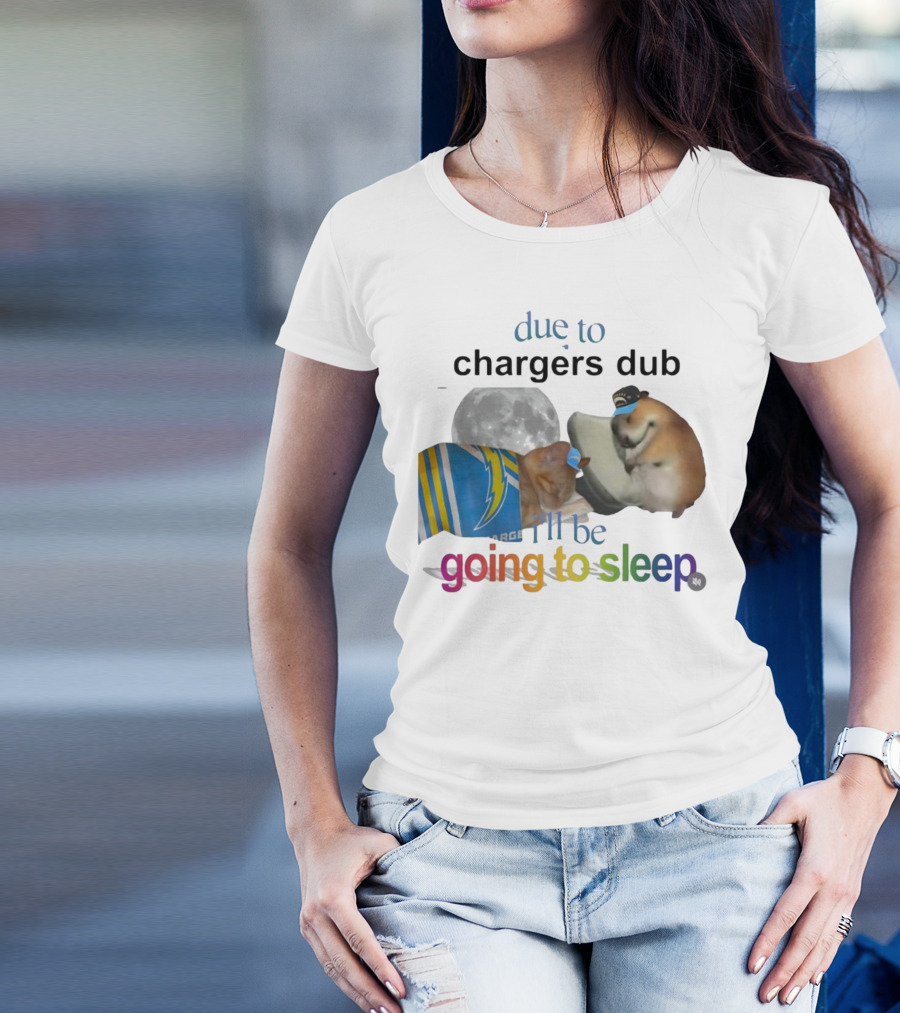 Chargers Dub Cats Sleeping Under Moon Going To Sleep T-Shirt