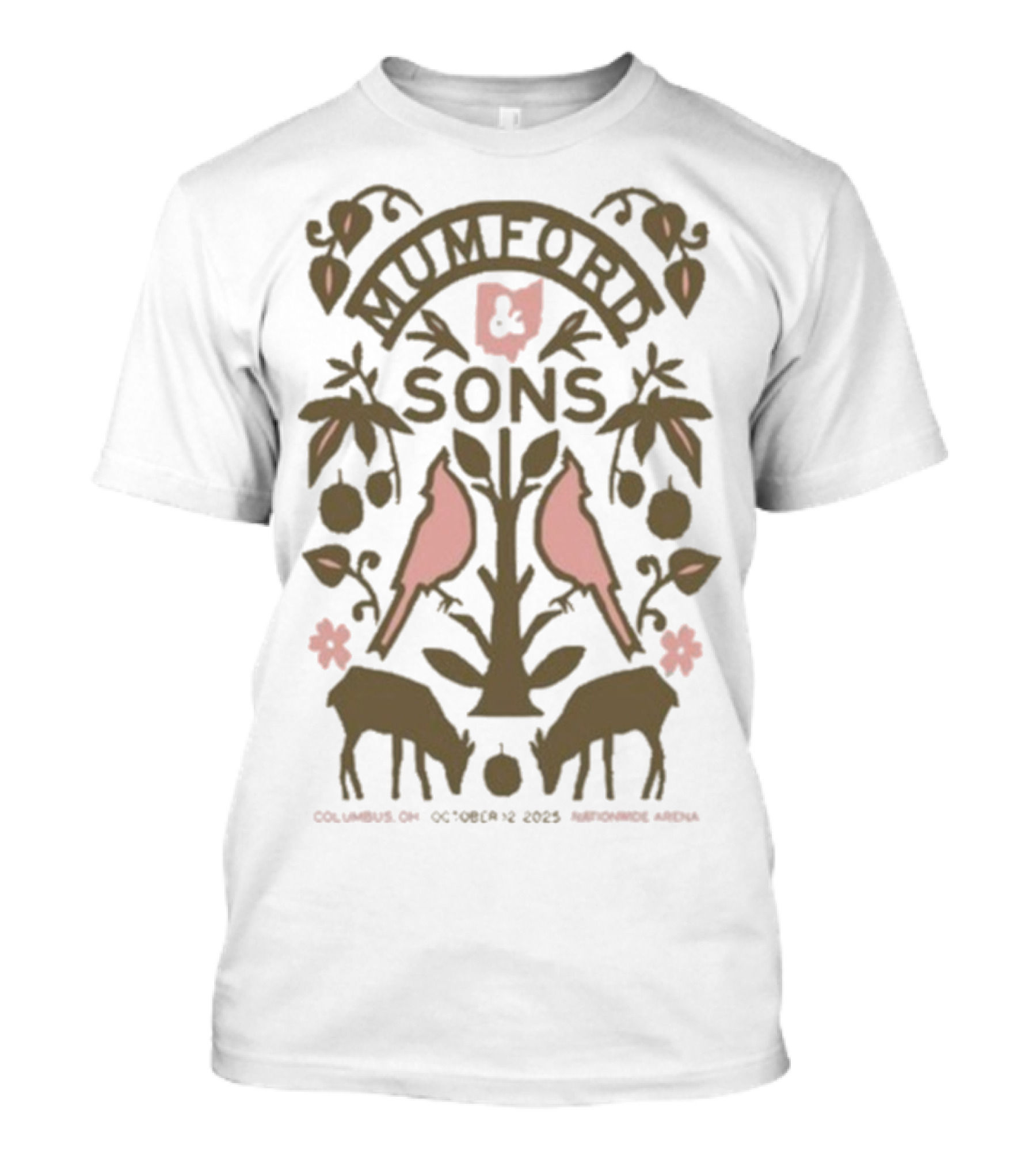 Mumford & Sons Nationwide Arena October 12 2025 Columbus OH Tour Birds And Deer Design T-Shirt