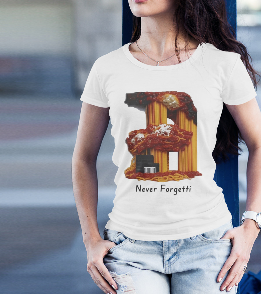 Never Forgetti Spaghetti 9/11 Memory Loss Awareness T-Shirt