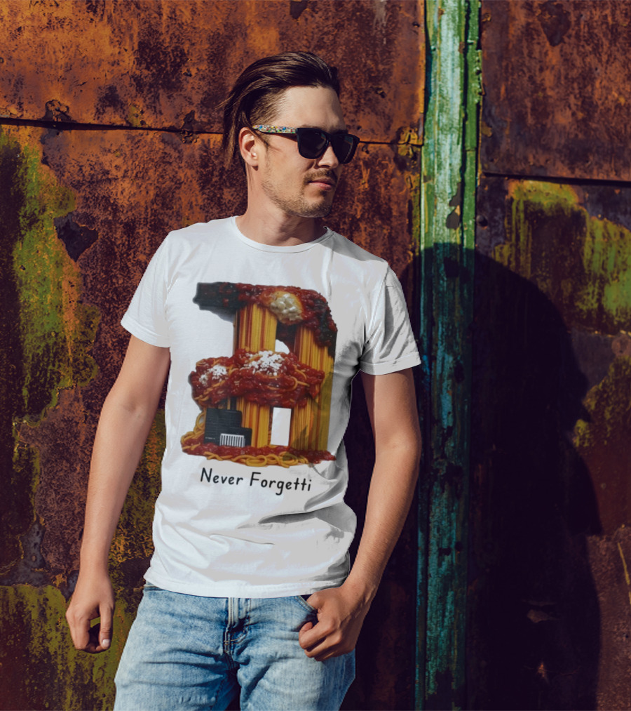Never Forgetti Spaghetti 9/11 Memory Loss Awareness T-Shirt