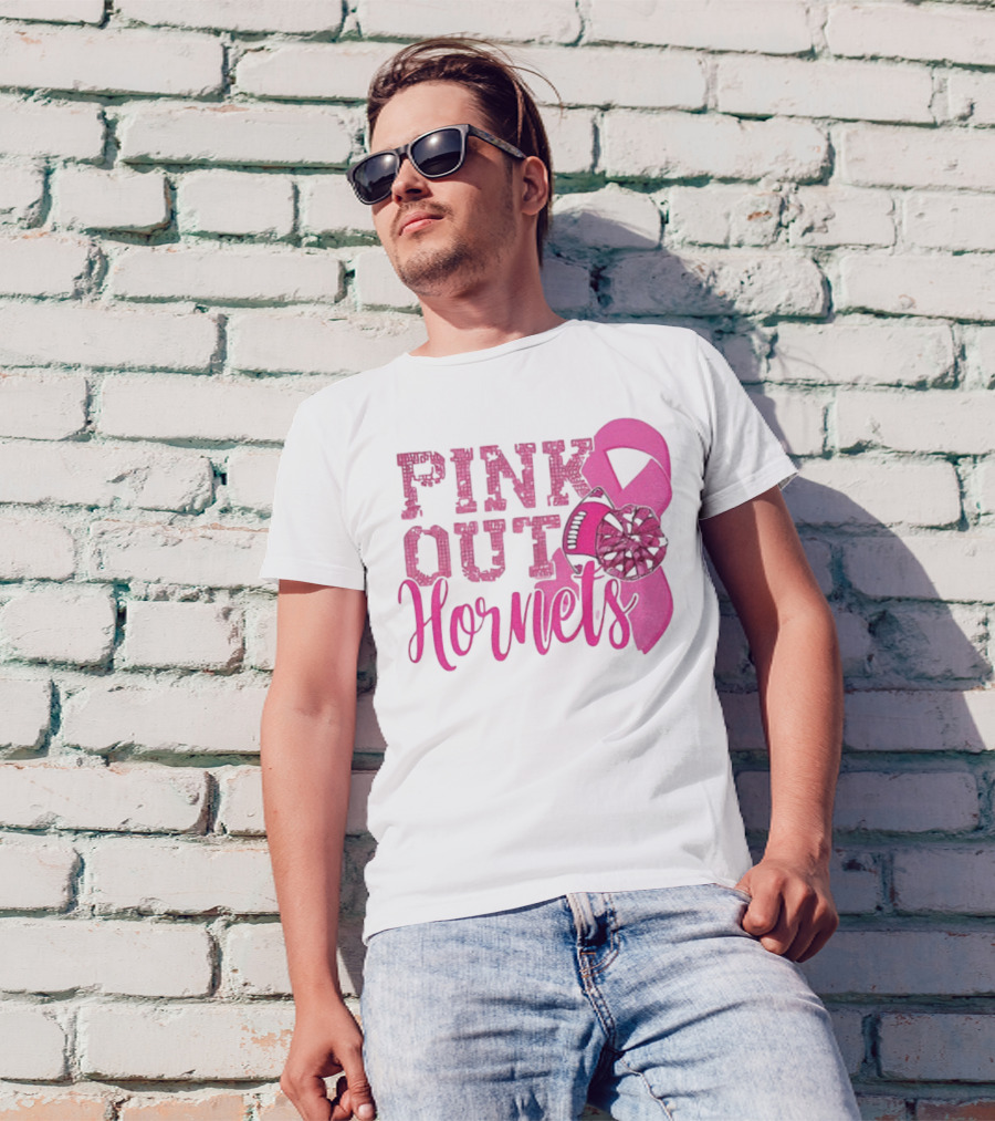 Pink Out Hornets New Orleans Hornets 2025 Football Ribbon Pom لص博 T-Shirt