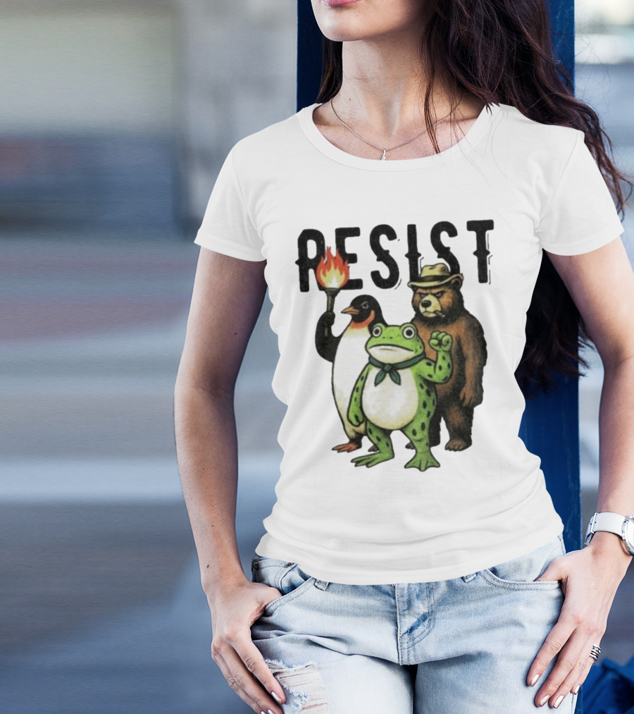 Resist Portland Frog Penguin Bear Abolish Ice T-Shirt