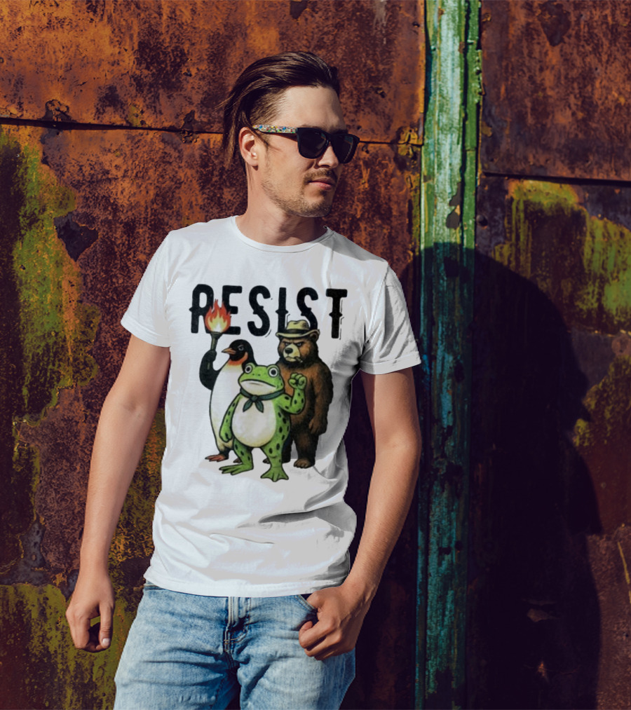 Resist Portland Frog Penguin Bear Abolish Ice T-Shirt