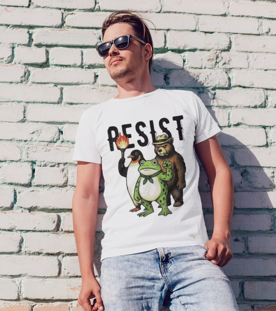 Resist Portland Frog Penguin Bear Abolish Ice T-Shirt