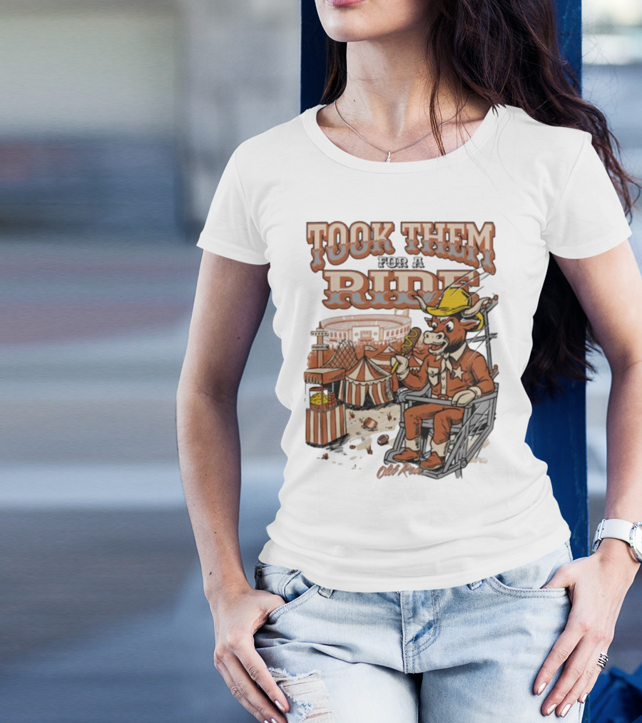 Texas Longhorns Took Them For A Ride Comic Mascot And Carnival Scene T-Shirt