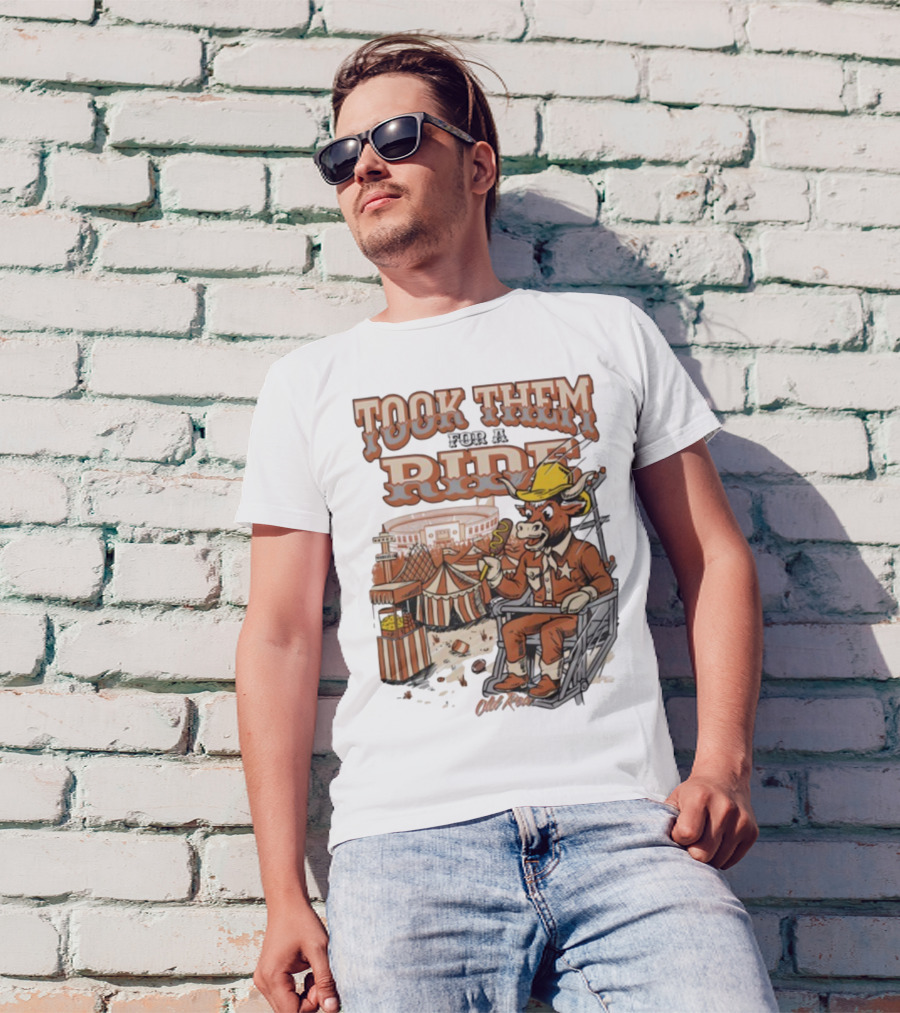 Texas Longhorns Took Them For A Ride Comic Mascot And Carnival Scene T-Shirt