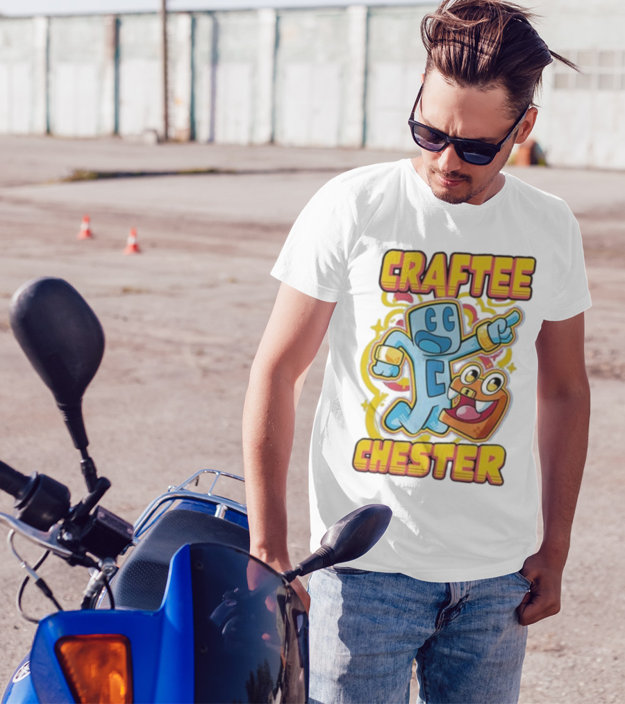Craftee Chester Cartoon Characters Adventure T-Shirt