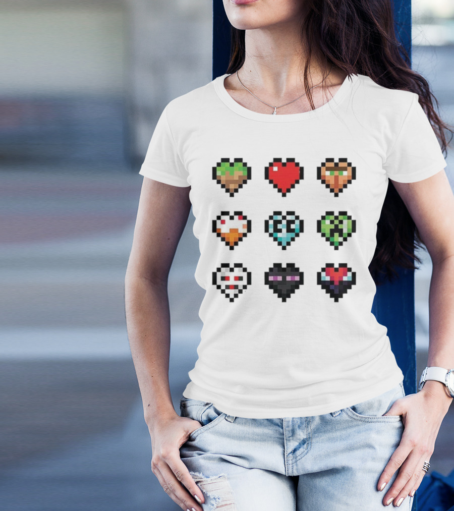 Pixelated Craftee’s Hearts Icons Collection T-Shirt