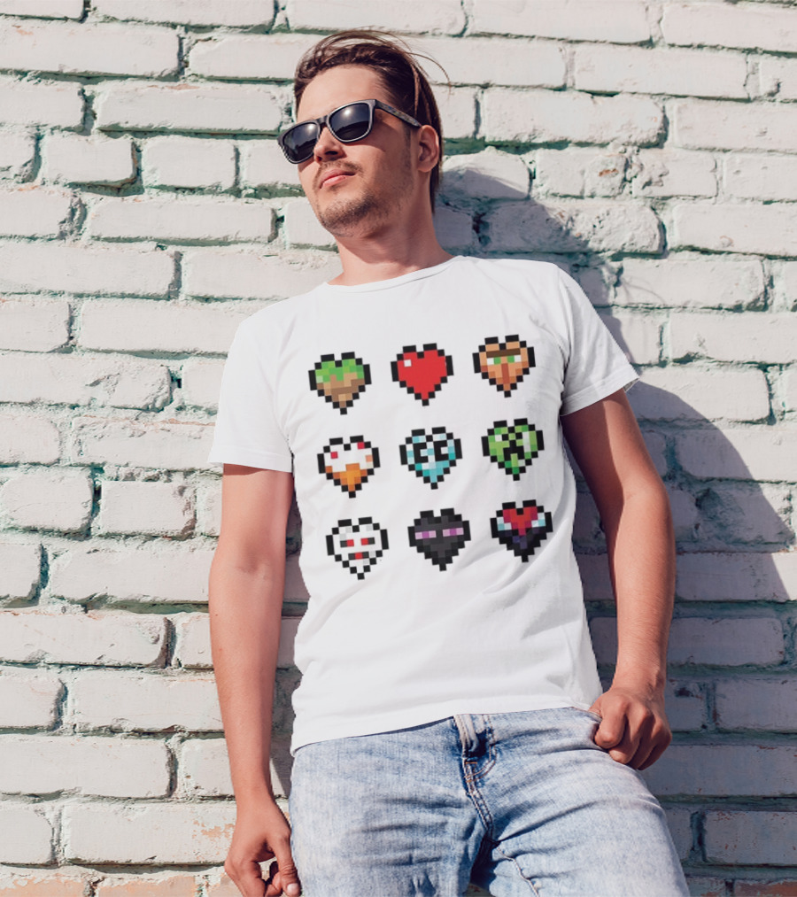 Pixelated Craftee’s Hearts Icons Collection T-Shirt