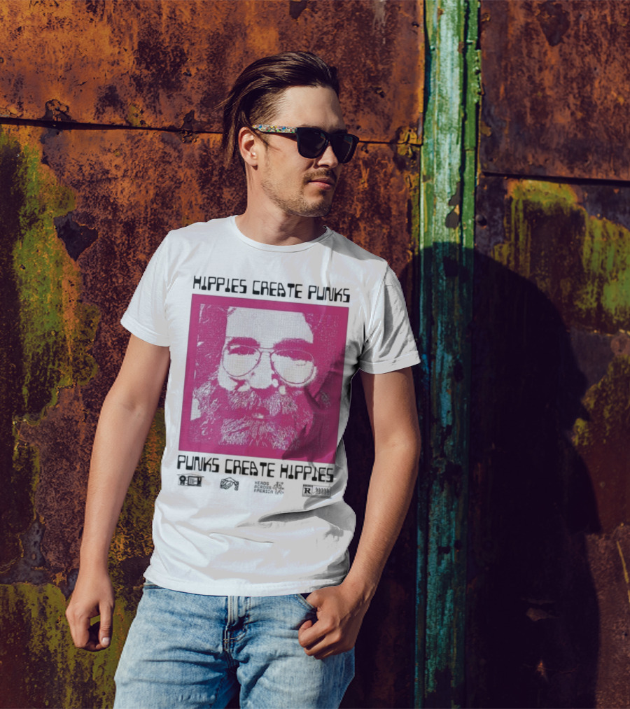 Hippies Create Punks Punks Create Hippies Heads Iconic Beard Glare T-Shirt