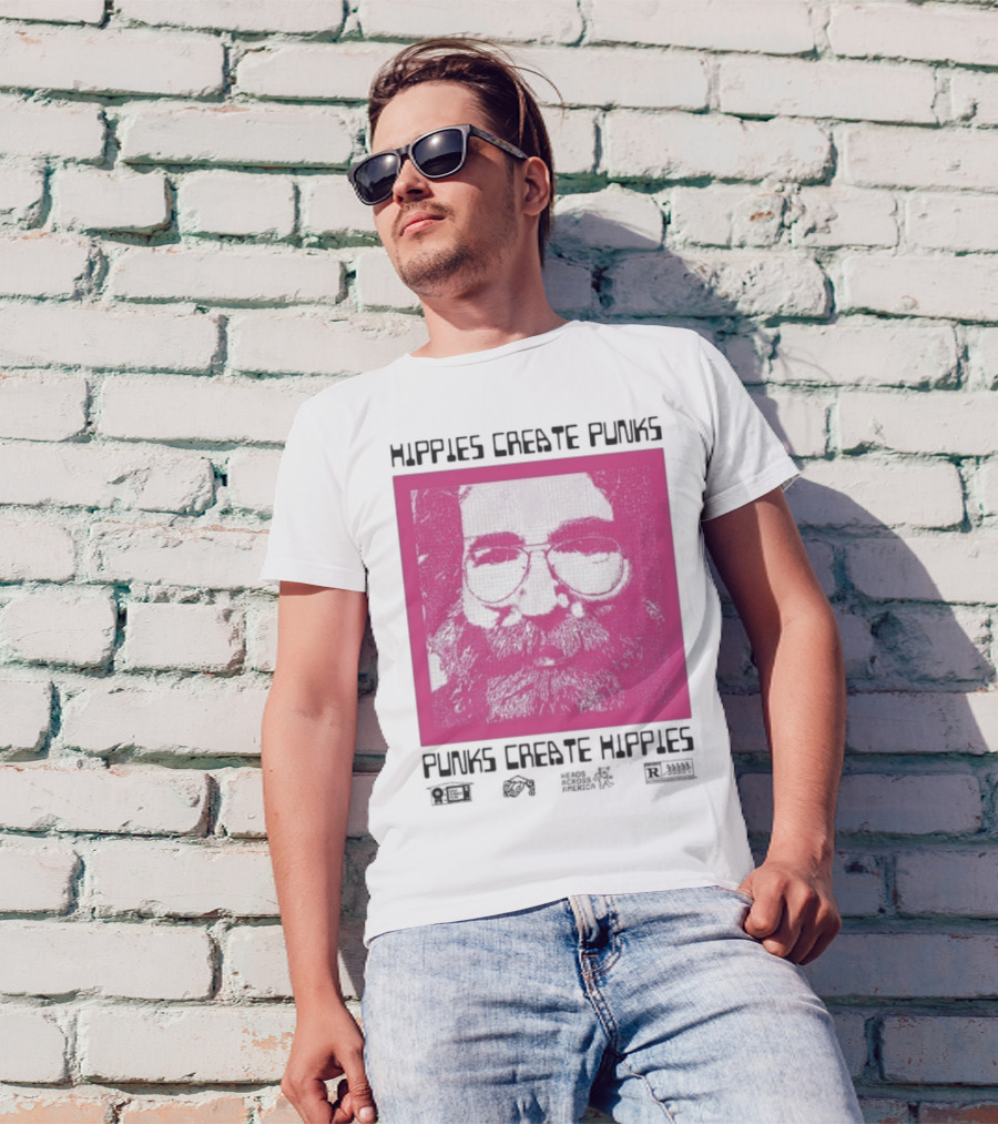 Hippies Create Punks Punks Create Hippies Heads Iconic Beard Glare T-Shirt