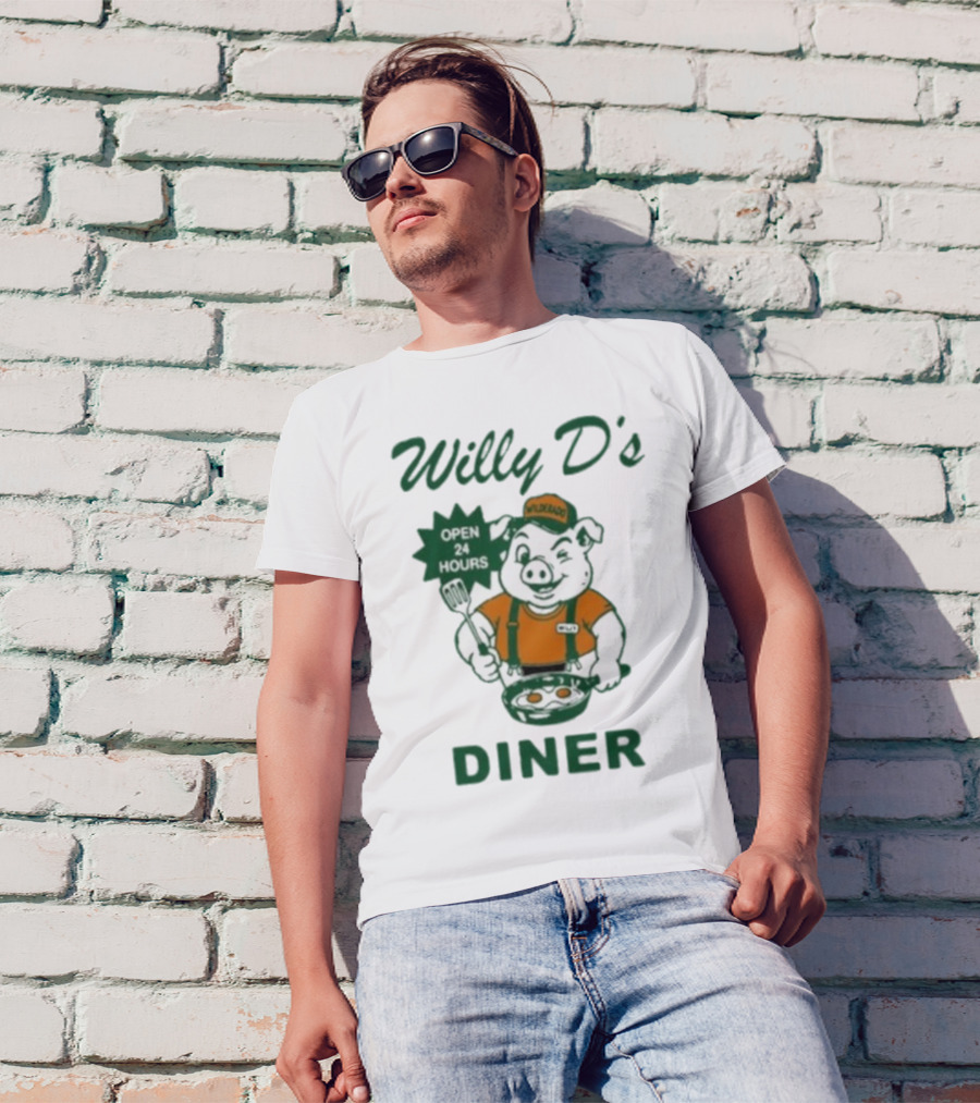 Wilderado Willy D's Diner Open 24 Hours Pig Cooking Eggs T-Shirt