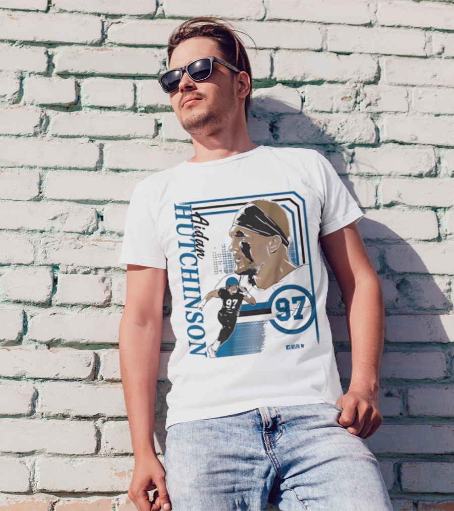 Aidan Hutchinson Signature Collage 97 Athlete Portrait T-Shirt