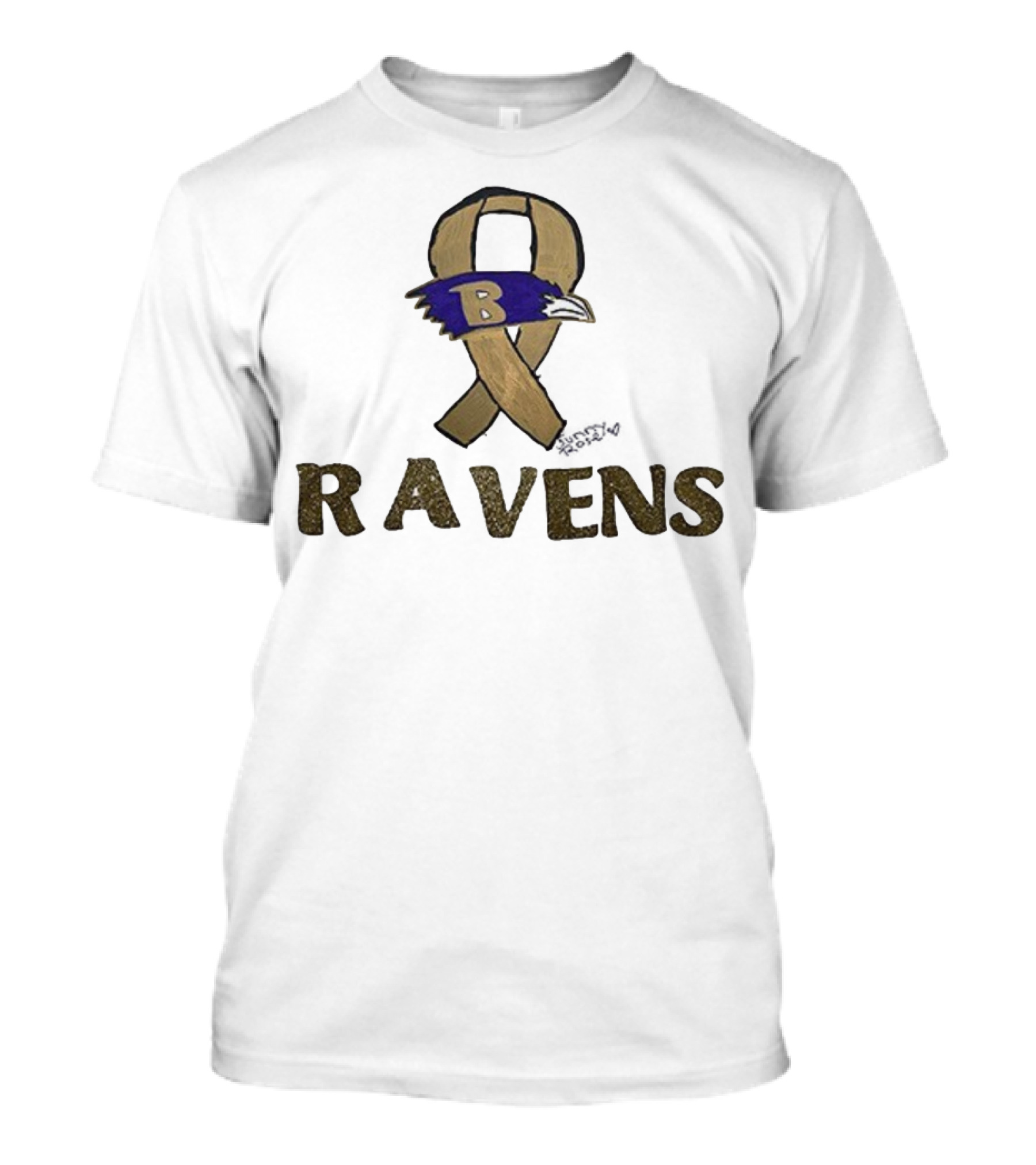 Baltimore Ravens Crucial Catch Breast Cancer Awareness 2025 Ravens Ribbon Logo T-Shirt