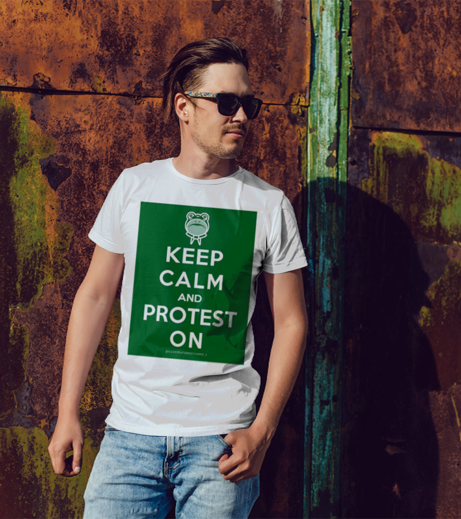 Keep Calm And Protest On With Frog Icon T-Shirt