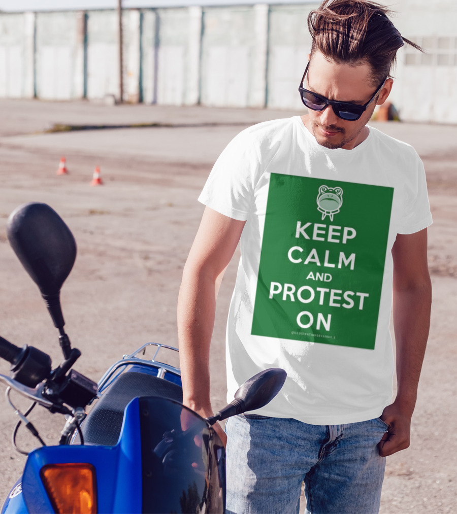 Keep Calm And Protest On With Frog Icon T-Shirt