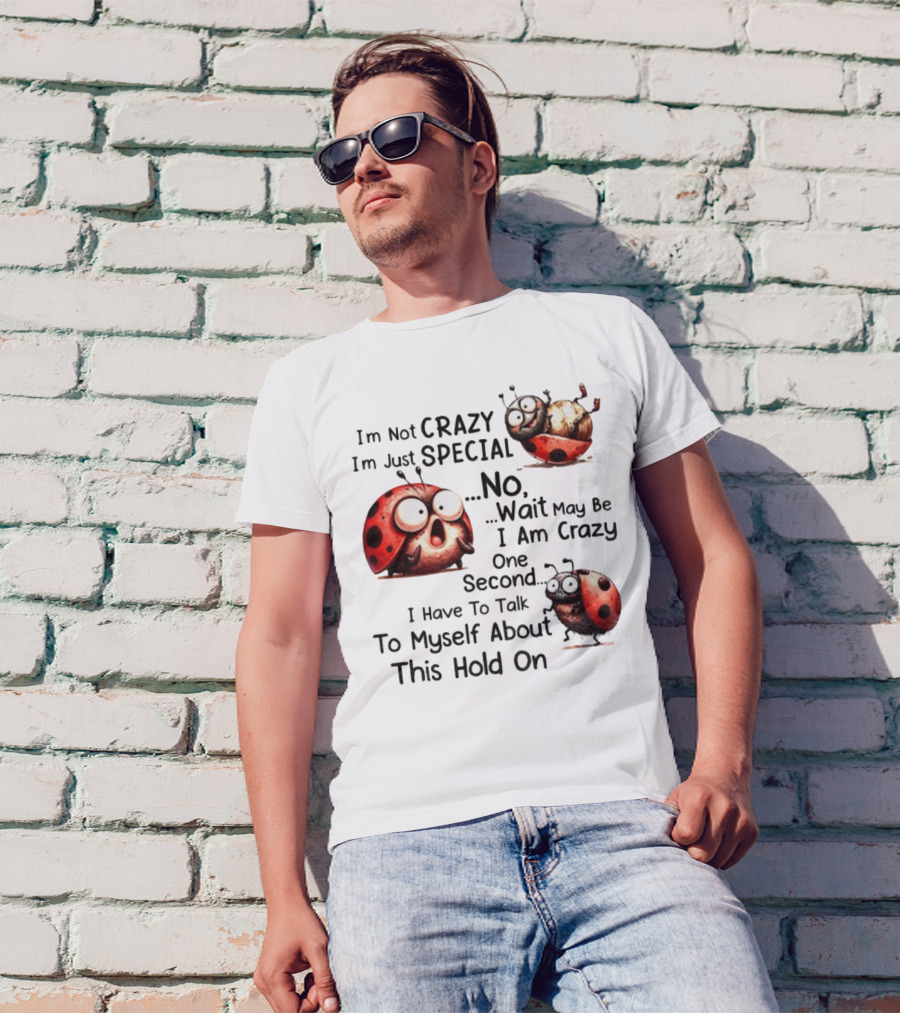 I'm Not Crazy I'm Just Special No Wait May Be I Am Crazy One Second I Have To Talk To Myself About This Hold On Ladybug T-Shirt