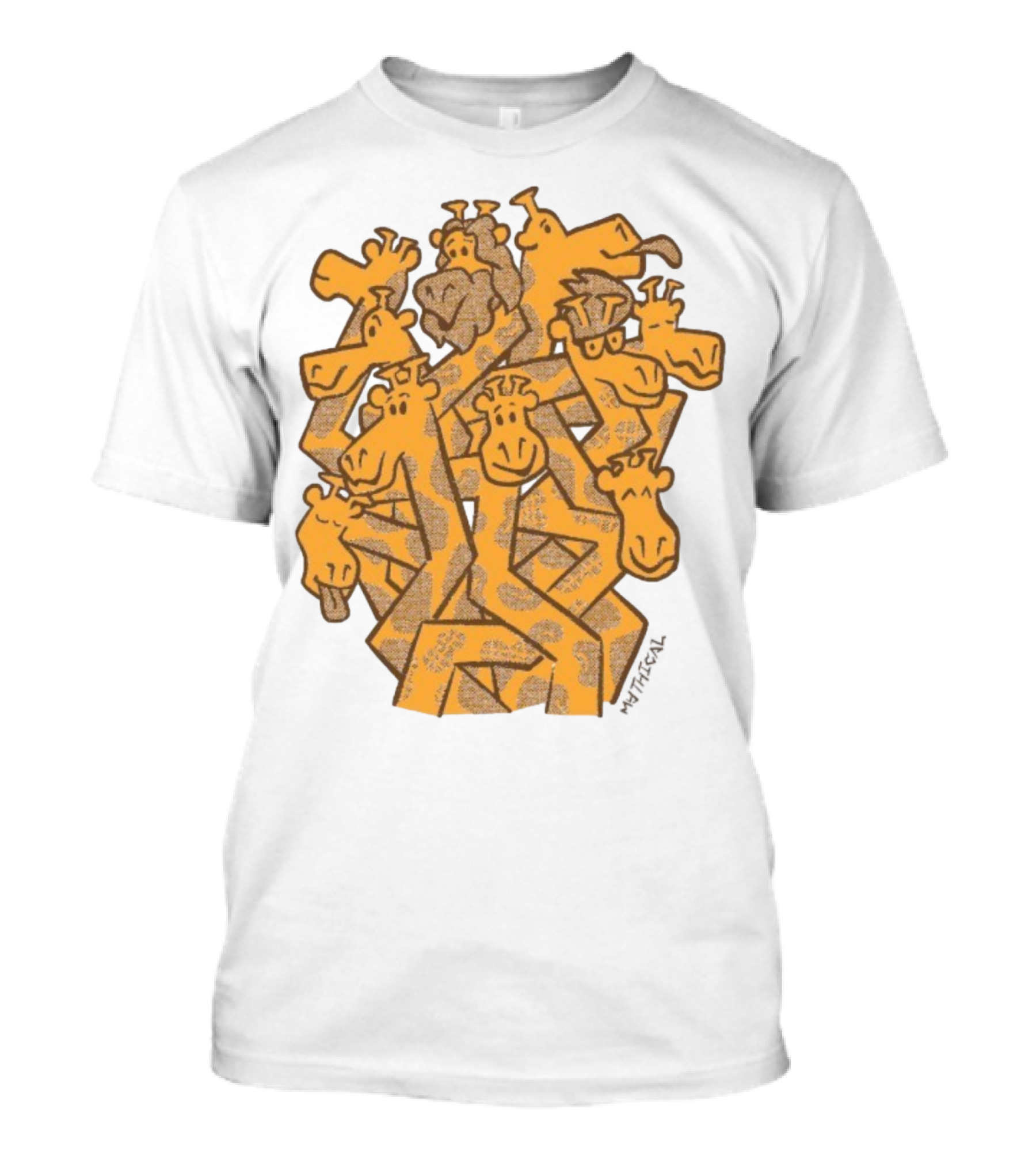 Mythical Gentle Giants Giraffe Cartoon Ensemble T-Shirt