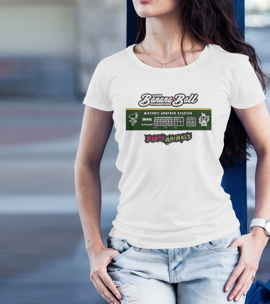 2025 Banana Ball Champions Historic Grayson Stadium Party Animals T-Shirt
