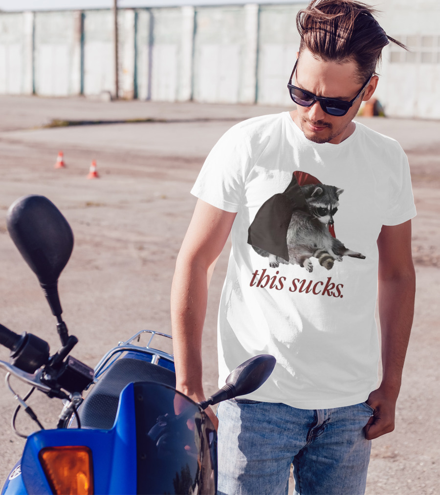 Raccoon Vampire Cape This Sucks Halloween T-Shirt