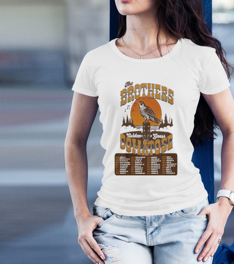 The Brothers Comatose Golden Grass 2025 Tour Dates Casper Wyoming To Grass Valley California T-Shirt
